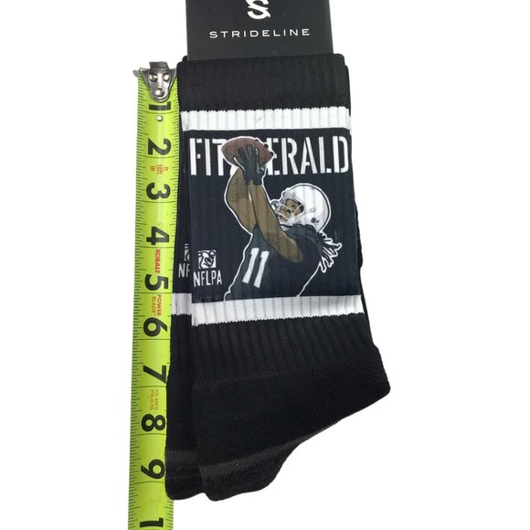 New NWT STRIDELINE Socks Adult.  Size Large Larry Fitzberald black action crew - Picture 8 of 8